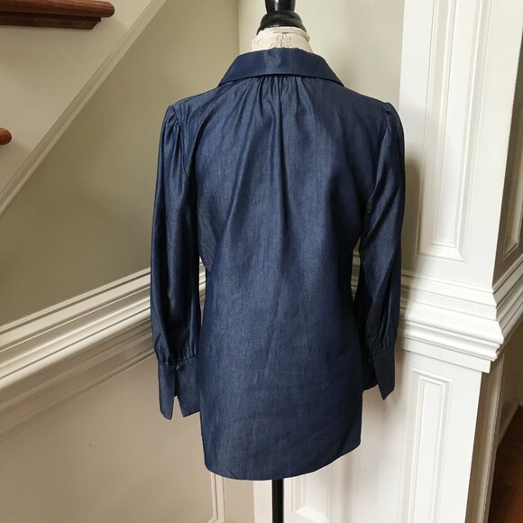 Charlotte Brody Laurel Blouse Shirt Top Womens Medium Blue Chambray Long Sleeve - Picture 8 of 9